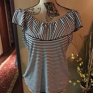 Andeawy Women'sXL Off Shoulder Striped Blouse Top